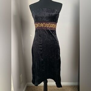 Women’s Vintage Made in USA black whimsy goth strapless embellished dresss